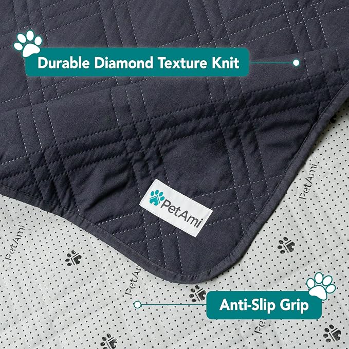 PetAmi Waterproof Couch Cover for Dogs, Non-Slip Leakproof Sofa Furniture Protector for Pet Cat, Machine Washable Bed Blanket for Car Seat, 102x82 Gray - Image 6