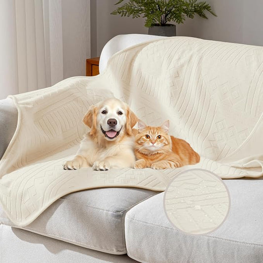 Waterproof Recliner Chair Cover - Washable Double-Sided Velvet and Pattern Reversible Cover for Couch, Bed, Car and Sofa Protection for Dogs, 30x40in/Beige by YUEANG