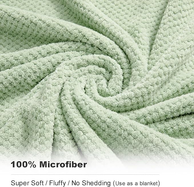 Smuge 2 Piece Hand Towels Set,100% Microfiber - Quick Dry, Thick, Soft, Plush and Highly Absorbent Luxury Hotel & Spa Bath Towel for Bathroom, Pack of 2 (Green) - Image 3