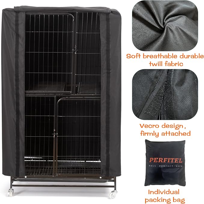 Large Bird Cage Cover Black Good Night Blackout Birdcage Cover | 31 x 21 x 52 inch,Durable Breathable Washable Material, Create Quiet Environmente - Image 3