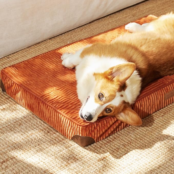 FUKUMARU Large Dog Bed, Thickened Waterproof Dog Mat with Washable Cover | Corduroy Orthopedic Dog Bed for Crate, 28D Egg Crate Foam Support Pet Mat, Cozy Flat Dog Pad with Anti-Slip Bottom - Image 8