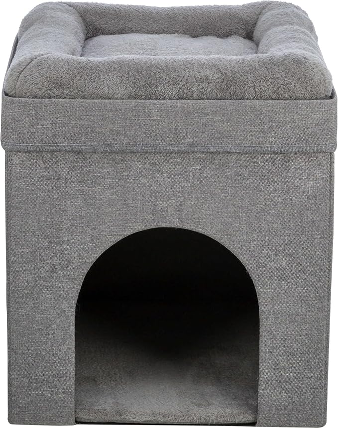 Trixie Crazy Cube Stackable Cat Condos, Gray, 1-Story | Indoor Cat Furniture, Hideaway Cave, Sisal Scratching Pads, Thick Padded Bed by TRIXIE