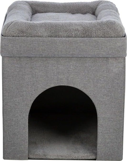 Trixie Crazy Cube Stackable Cat Condos, Gray, 1-Story | Indoor Cat Furniture, Hideaway Cave, Sisal Scratching Pads, Thick Padded Bed by TRIXIE