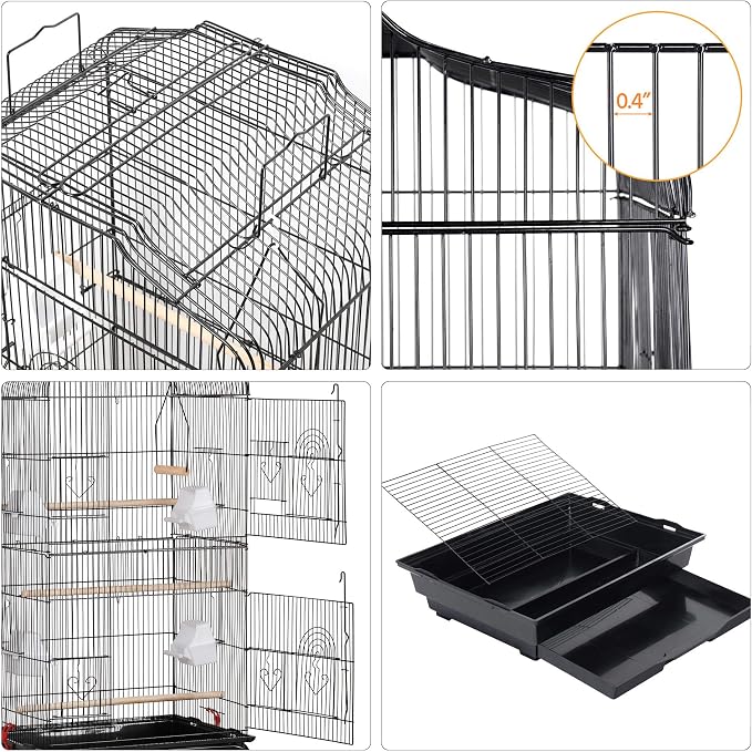 Yaheetech 41-inch Open Top Medium Bird Cages for Parakeets Finches Canaries Lovebirds Small Quaker Parrots Cockatiels Budgie Green Cheek Conure Travel Pet Flight Birdcage - Image 5