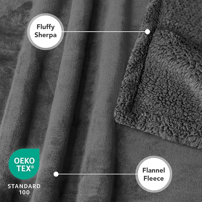 PetAmi Waterproof Dog Blanket for Couch, Large 60x40, Pee Proof Sherpa Fleece Reversible Pet Throw, Furniture Protector for Bed Sofa Kennel, Soft Washable Cover for Medium Dogs Cats, Grey Sherpa - Image 3