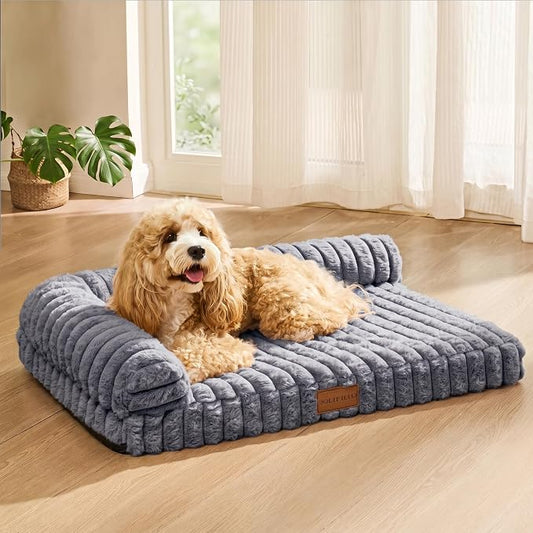 Orthopedic Calming Medium Dog Bed Pet Sofa Bed 30''X20'' Grey | 2-Sided Pet Couch Medium Size Dog, Soft Egg-Crate Foam Dog Mat, Waterproof Removable Washable Cover, Nonskid Bottom Cat Bed by Unknown