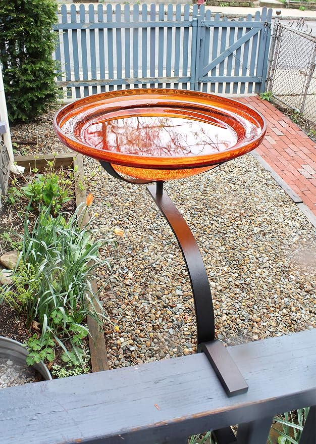 Achla Designs CGB-06M-RM 12 Inch Mandarin Crackle Rail Mount Bracket Birdbath - Image 6