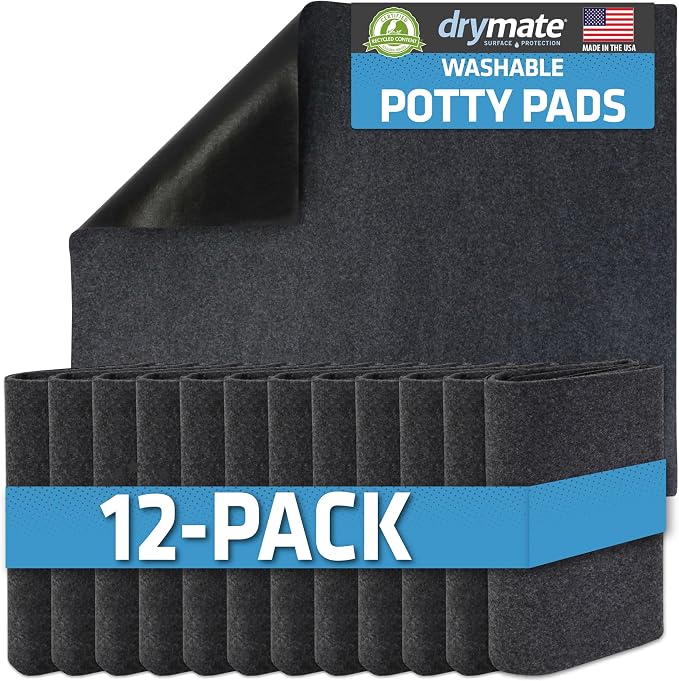 Drymate 12-Pack Washable Pee Pads for Dogs (29x36), Waterproof, Absorbent, Slip-Resistant, Reusable Pet Training Potty Puppy Mats, Housebreaking, Incontinence Bed Pads, Crate, Kennel (USA Made) by Drymate