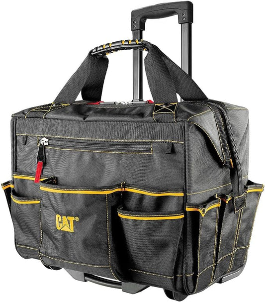Cat 18-Inch Pro Rolling Tool Bag, Heavy-Duty 1680D Polyester, Telescoping Handle, Oversized Wheels, 18 Pockets – 980198N by Unknown