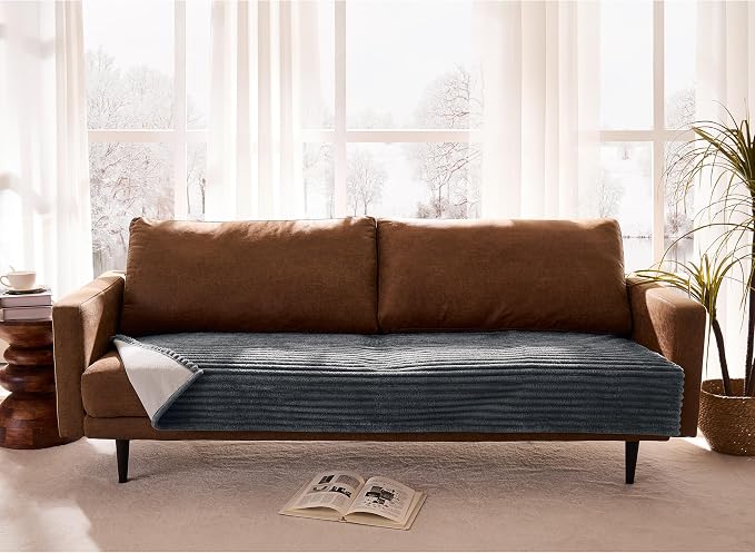 Waterproof Dual Non-Slip Couch Cover for Dogs, Fuzzy Soft Pet Couch Covers for 2 Cushion Sofa loveseat, Pet Friendly Soft Dog Bed Covers Sofa Cover Washable (Titanium Gray, 33" x 62" 1 Pack) - Image 8