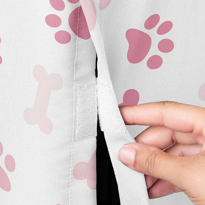 Sweet Jojo Designs 48in. Large Dog Crate Cover (Bones and Paw Prints) for Girls Pet Cage, Kennel Covers (Modern, Cartoon, Doggy, Puppy, Neutral, Paws Print, Whimsical, Playful, Pastel, Pink & White) - Image 3