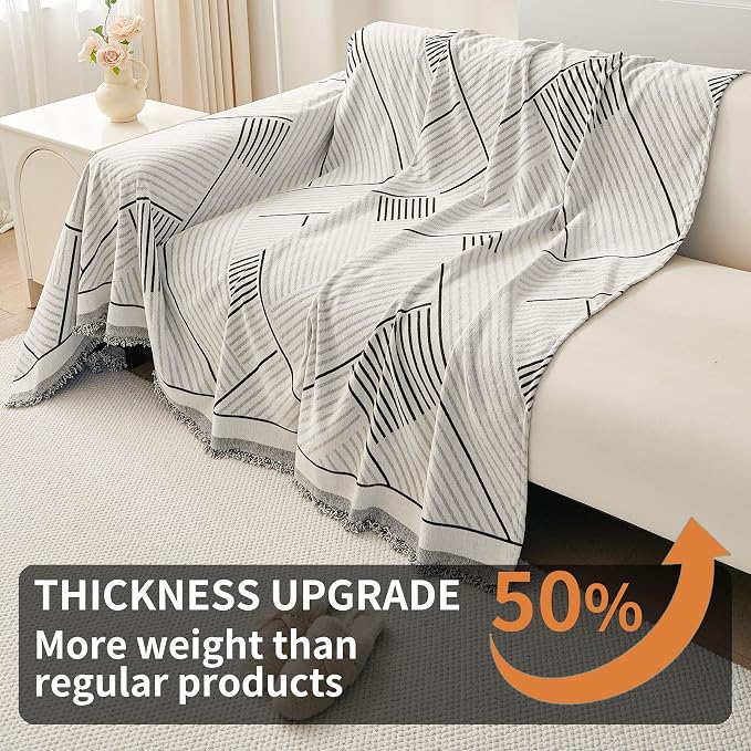 HAOMAIJIA Non Slip Couch Cover Sofa Covers for 3 Cushion Couch Washable sectional Couch Covers for Dogs pet Furniture Protector Couch Cover Blanket for Living Room (CQ-Black/Grey, 91"x134") - Image 3