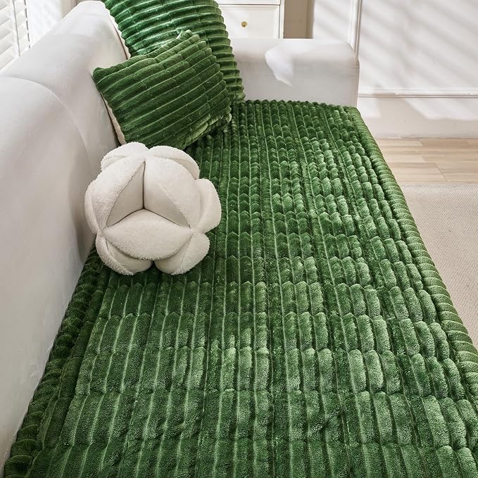 Mivnue Pet Couch Cover, Couch Covers for Dogs, Washable Dog Sofa Covers Couch Protector, Fuzzy Non Slip Couch Slipcover Pet Friendly (Green, 27.6" x 82.7") - Image 5