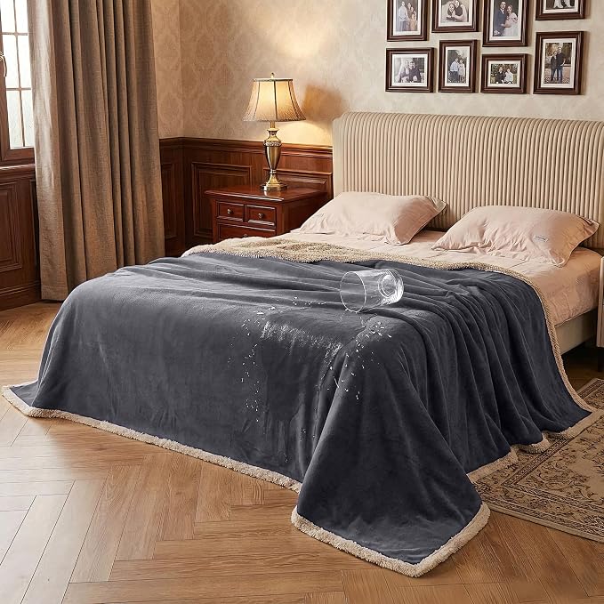 Catalonia Waterproof Blanket for Bed, Reversible Leakproof Throw | 50 x 60 Inch, Grey, Washable Protector Cover for Couch and Sofa, Stain Proof Blanket for Pets, Kids and Everyday Spills by Catalonia
