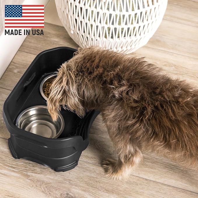 Neater Pet Brands Neater Feeder Deluxe Mess Proof Dog Bowls Elevated for Small Dogs Under 19 lbs, Made in USA, No Spill Raised Dog Food Bowl Stand Feeding Station, Food and Water Bowl Set, Black - Image 4