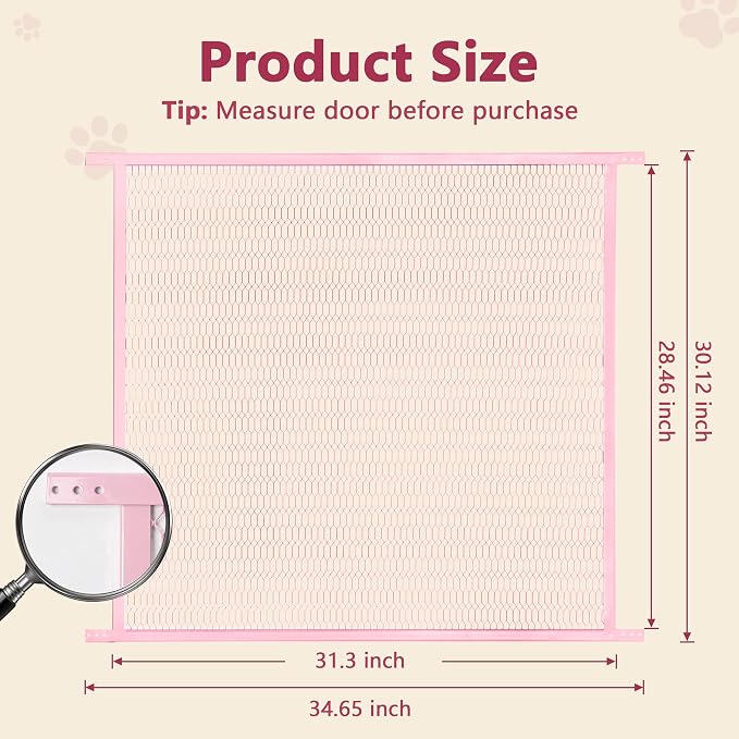 Guardian Steel Pet Grille Screen Door Protector for Dogs Pets Cats Scratch Protector Replacement RV Screen Door Guard Pet Proof Screen Door (Pink, 36 Inch) - Image 3