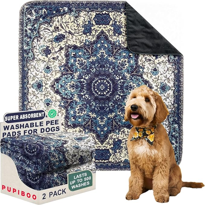 PUPIBOO Washable Pee Pads for Dogs and Cats - Super Absorbent Reusable Puppy Training Pads - 100% Waterproof, Leak-Proof & Non-Slip Whelping Pads for Pet Housebreaking by PUPIBOO