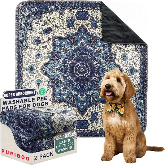 PUPIBOO Washable Pee Pads for Dogs and Cats - Super Absorbent Reusable Puppy Training Pads - 100% Waterproof, Leak-Proof & Non-Slip Whelping Pads for Pet Housebreaking by PUPIBOO
