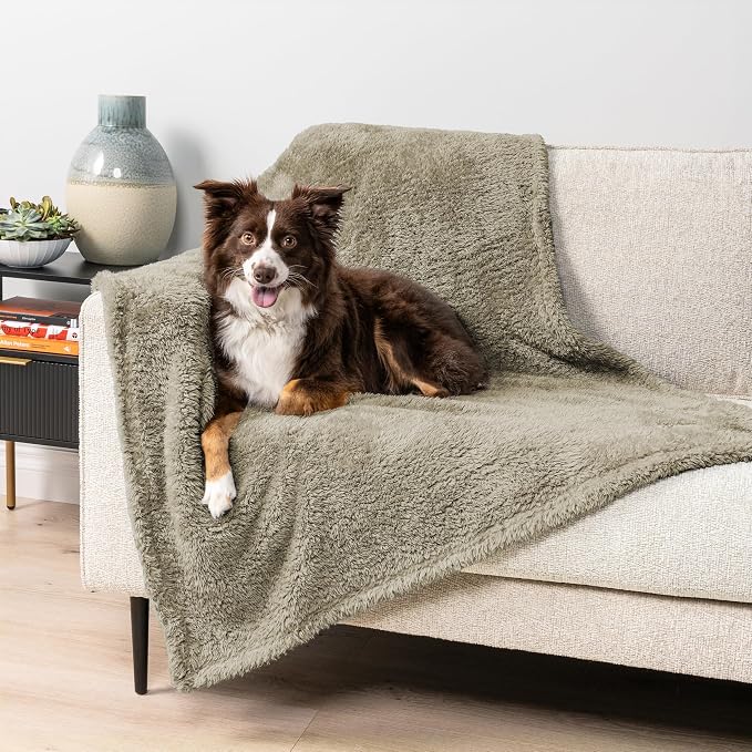 PetAmi Fluffy Waterproof Dog Blanket for Couch and Bed, Reversible Sherpa Pet Throw, Pee Proof Furniture Protector Sofa Cover, Washable Cat Blanket for Medium Large Dogs and Cats (Taupe Camel, 40x60) by PetAmi