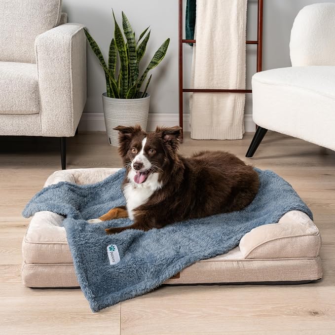 PetAmi Fluffy Waterproof Dog Blanket for Couch and Bed, Reversible Sherpa Pet Throw, Pee Proof Furniture Protector Sofa Cover, Washable Cat Blanket for Small Medium Dogs and Cats (Dusty Blue, 29x40) - Image 6