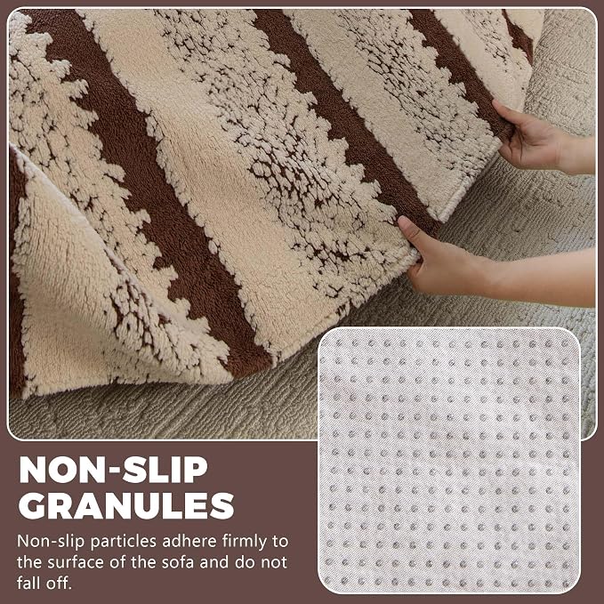 Sherpa Fleece Oversized Couch Cover for 3-4 Cushion Sofa, Brown 71" x 150" - Pet Proof Sofa Covers Heavy Duty Scratch Resistant Pet Friendly Furniture Cover - Easy Install, Machine Washable - Image 3