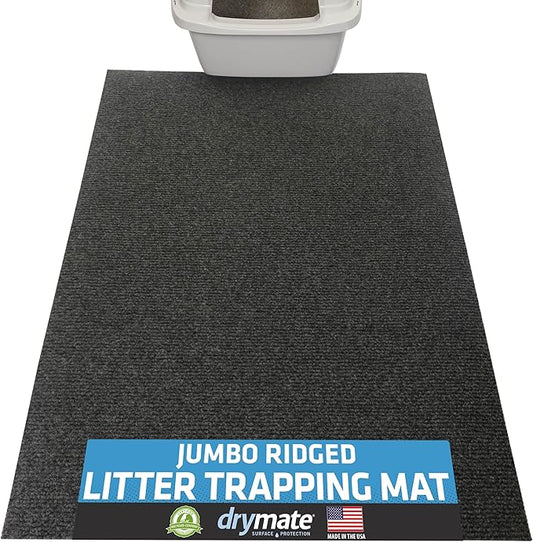 Drymate Cat Litter Box Mat, Litter Trapping Mat, Charcoal, 30x45 Jumbo XXL | Waterproof, Urine-Proof, Absorbent, Machine Washable, Soft on Paws, Contains Mess, Protects Floors, Kitten Supplies, USA Made by Drymate