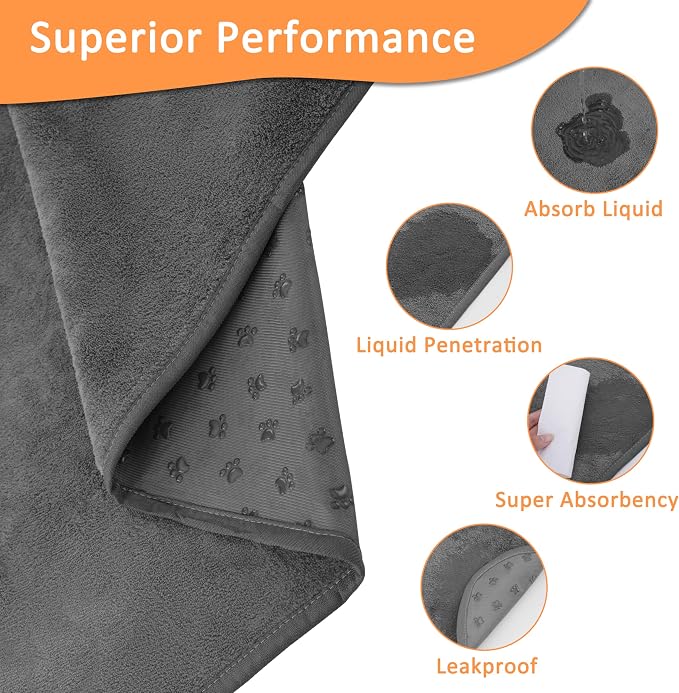 Bunlitent Washable Pee Pads for Dogs, 63'' x 63'', 3 Packs, Grey, Quick-Dry | Extra Large,Non-Slip Waterproof, Fast Absorbent, Reusable Whelping Pads, For Puppy, Senior Dog, Incontinence - Image 3