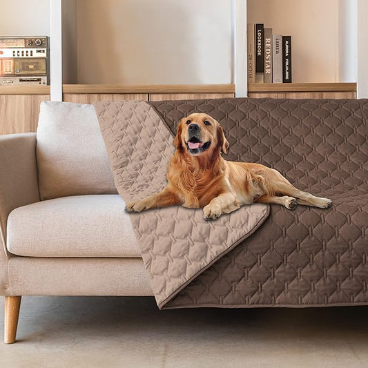 gogobunny 100% Double-Sided Waterproof Dog Bed Cover Pet Blanket Sofa Couch Furniture Protector for Puppy Large Dog Cat, Reversible (82x120 Inch (Pack of 1), Dark Chocolate/Light Chocolate) by gogobunny