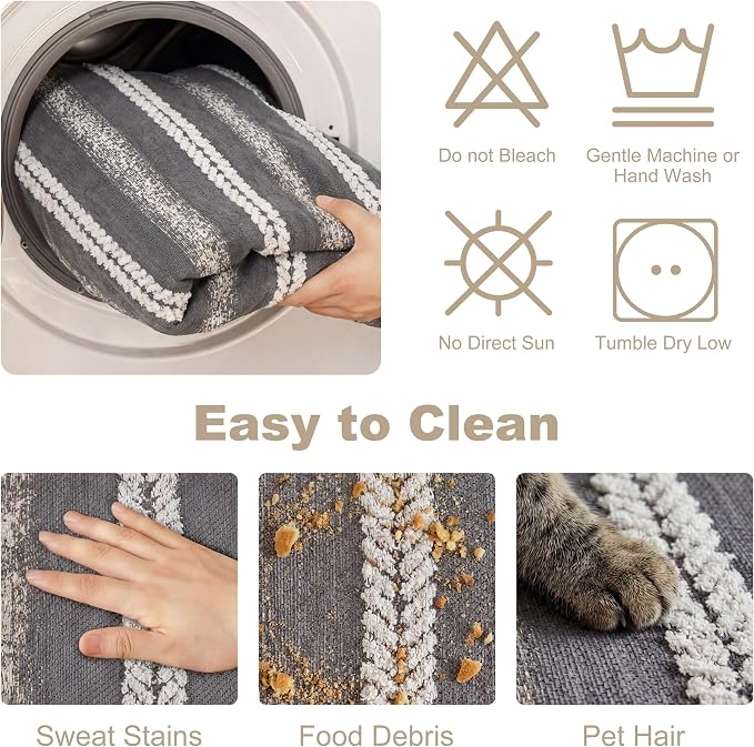 Couch Cover for Dogs Washable Sofa Cover, Sectional Couch Covers, Sofa Covers for 2 Cushion Couch, Non Slip Stripe Sofa Slipcovers Furniture Protector (Dark Gray, 75 * 102) - Image 7