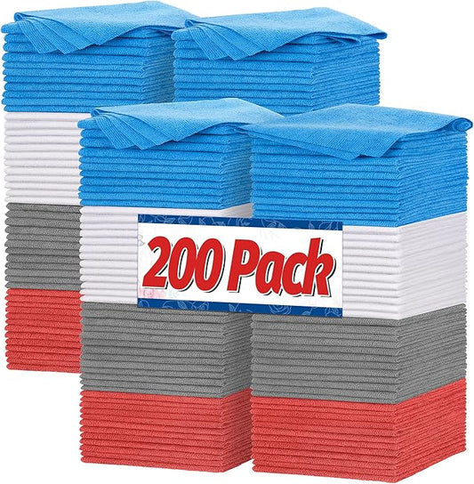 FIXSMITH Shop Towels, Microfiber Cleaning Cloth Bulk, 200 Pack Microfiber Towels for Cars, All-Purpose Absorbent Cleaning Rags, Dust Cloth for Automotive, Mechanic, Garage, Bar, 11.5 x 11.5 inch by FIXSMITH