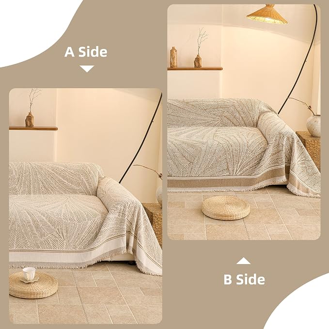 Couch Covers for Sofa, Sofa Covers Washable, Sectional Couch Covers, Sofa Covers for 2 Cushion Couch, Non Slip Stripe Sofa Slipcovers Furniture Protector (Khaki, 71x118) - Image 6