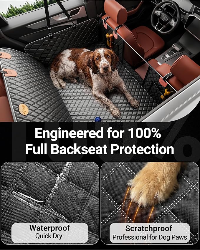 PetDance Car Back Seat Extender for Dogs,【Hard Bottom But Soft Touch】 | Thick Support Foam,【600LBS】Car BackSeat Cover,100% Waterproof Anti-Scratch Hammock for Sedan | Mid-Size & Compact SUV/Truck - Image 6