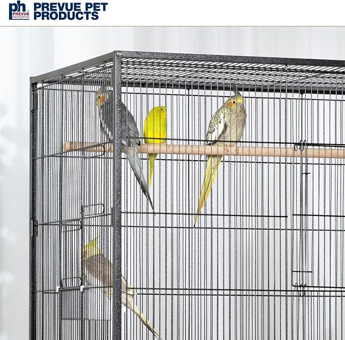 Prevue Hendryx Pet Products Wrought Iron Flight Cage - Big Rolling Bird Cage for Parakeets, Cockatiels, Conures, Lovebirds, Canaries, Finches, Parrotlets, & Caiques, 5 Ft - X-Large, Hammertone Black - Image 8