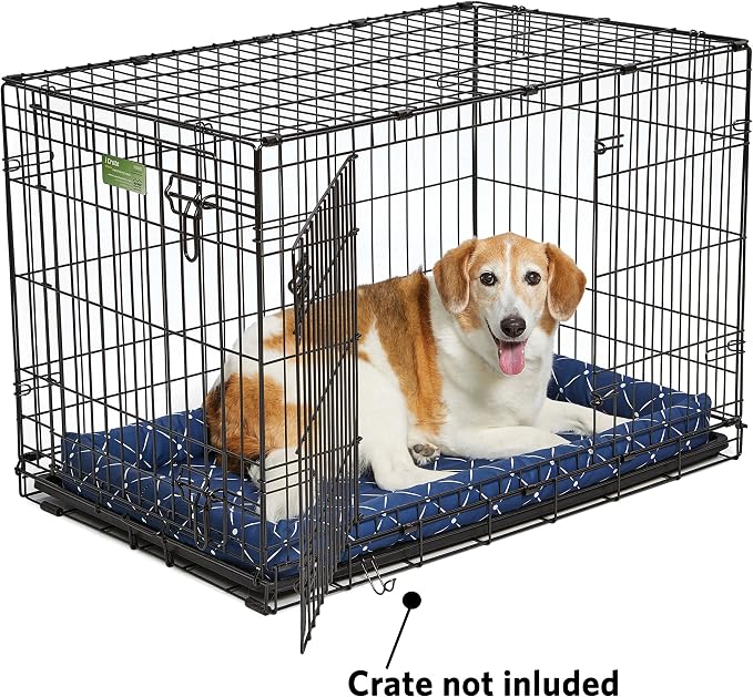 MidWest Homes for Pets 40236-BLD Quiet Time Couture Ashton Bolster Pet Bed, Intermediate Dog/36, Blue, Blue & White Diamond Pattern - Image 3