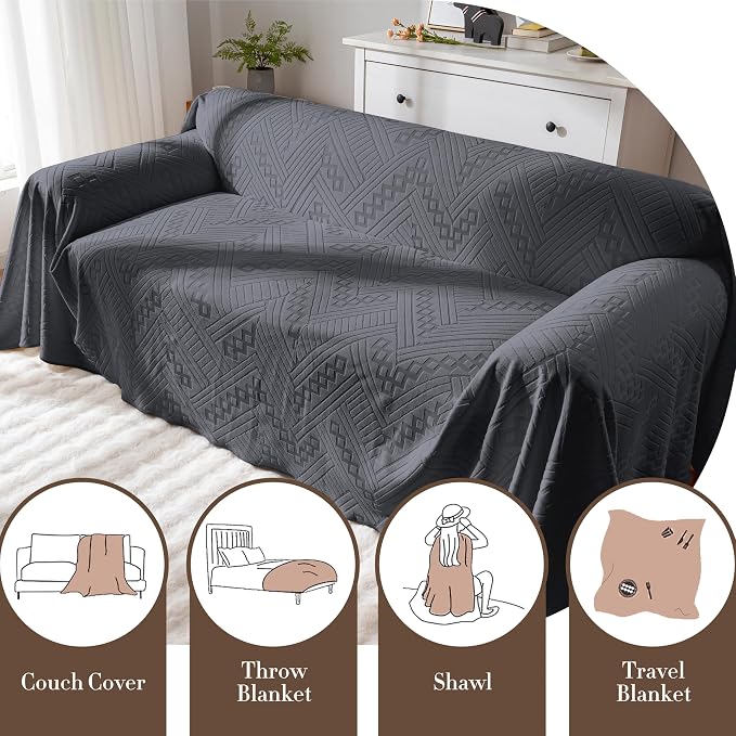 Waterproof Sofa Covers for 3 Cushion Couch, Reversible and Pet-Friendly Slipcovers, Anti-Slip and Washable Couch Protector for Dogs and Cats (71×134in, Black) - Image 6