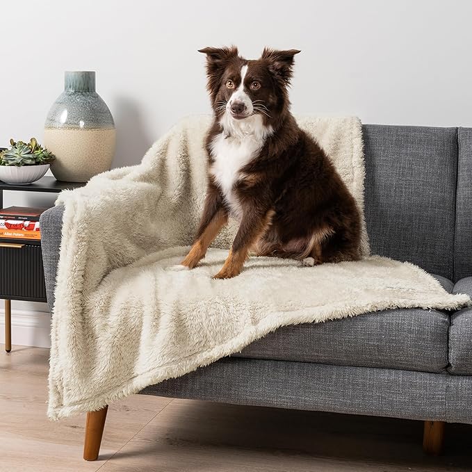 PetAmi Fluffy Waterproof Dog Blanket for Couch and Bed, Reversible Sherpa Pet Throw, Pee Proof Furniture Protector Sofa Cover, Washable Cat Blanket for Small Medium Dogs and Cats (Beige Cream, 24x32) - Image 4