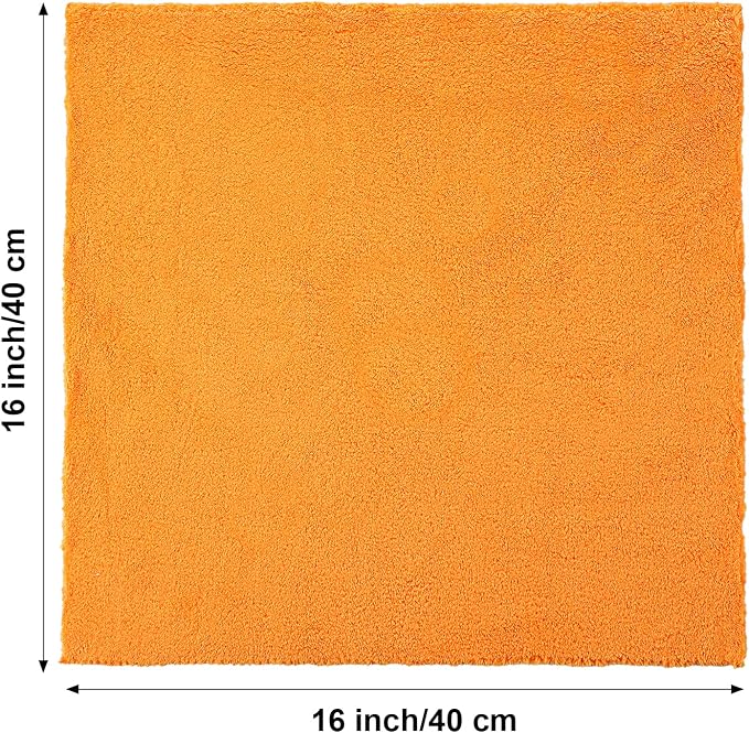 Shimeyao 30 Pcs 16 x 16 Inch Edgeless Microfiber Plush Towels for Cars Detailing Drying Wash Polishing Absorbent Cleaning Cloths, 500 GSM (Orange) - Image 2
