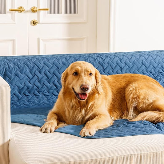 gogobunny 100% Double Sided Waterproof Dog Blanket Soft Pet Bed Cover Reversible Protect Furniture Couch Sofa Car for Puppy Cat Kids (Dark Blue/Light Blue, 40x50 Inch (Pack of 1)) by gogobunny