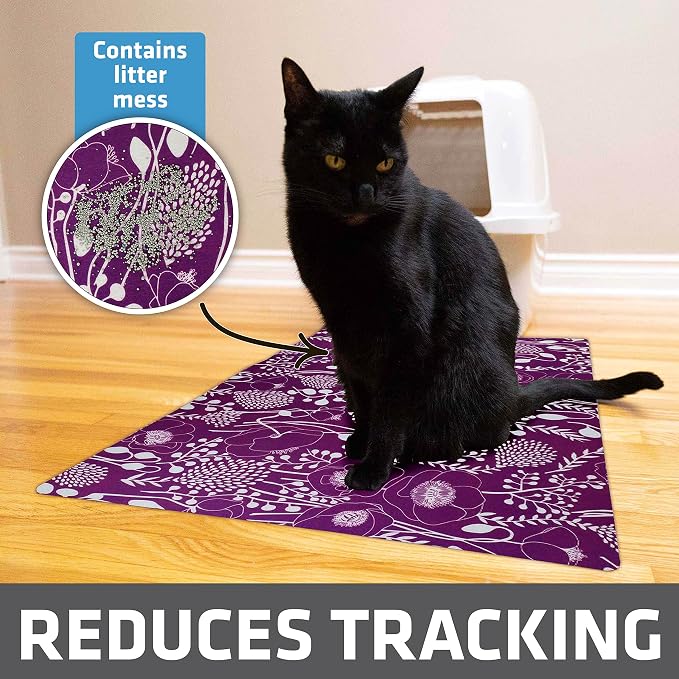 Drymate Cat Litter Box Mat, Litter Trapping Mat, Purple, 20x28 | Waterproof, Urine-Proof, Absorbent, Machine Washable, Soft on Paws, Contains Mess, Protects Floors, Kitten Supplies, USA Made - Image 2