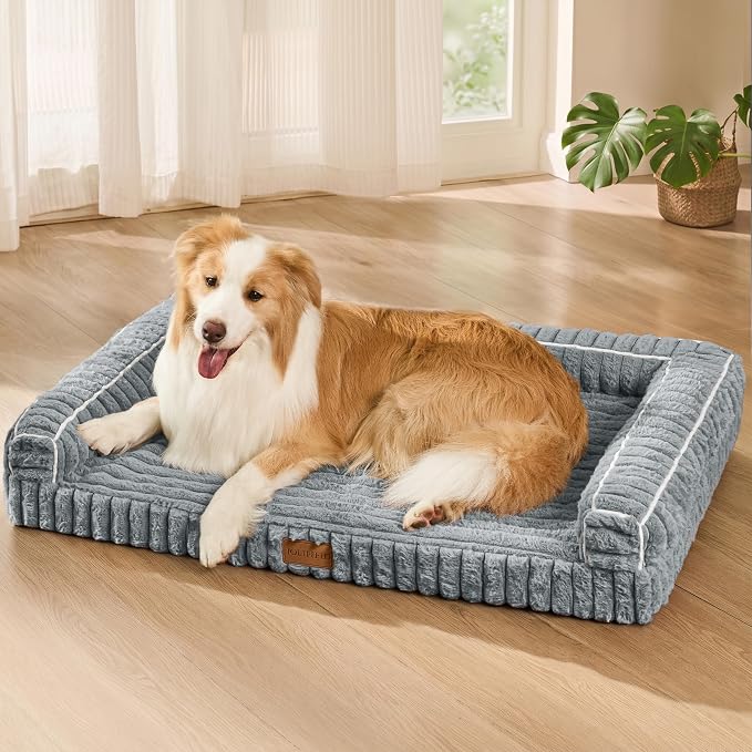 Orthopedic Calming Medium Dog Bed Pet Sofa Bed 30''X20''SageGrey | 3-Sided Pet Couch Medium Size Dog, Soft Egg-Crate Foam Dog Mat, Waterproof Removable Washable Cover, Nonskid Bottom Cat Bed - Image 2