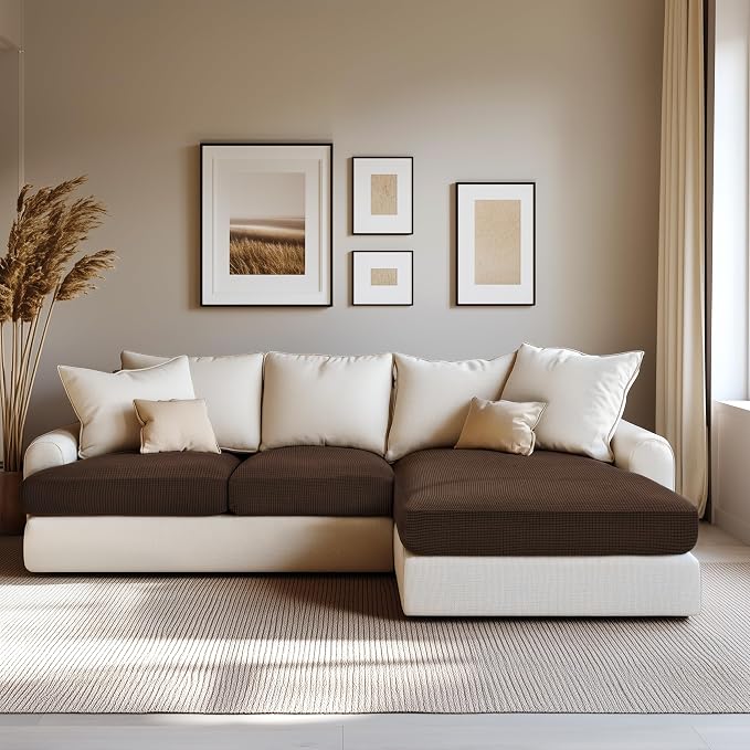 Hokway Stretch Chaise Cover Individual Couch Cushion Slipcovers Reversible Cushion Protector Slipcovers Sofa Cushion Protector Covers (Chaise Cover, Chocolate) - Image 2