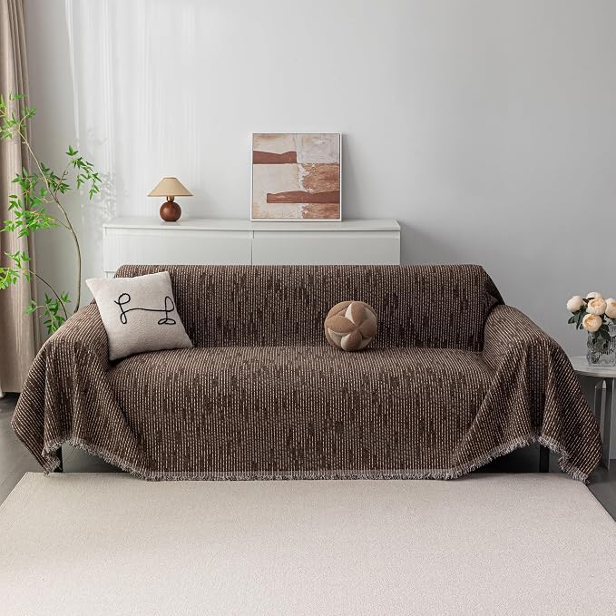 MYSKY HOME Couch Covers for 3 Cushion Couch Sofa, Sectional Couch Cover L Shape Chenille Couch Cushion Covers for Pets, Furniture Protector Cover for Dogs, Kids, 71"X150", Deep Chocolate - Image 2