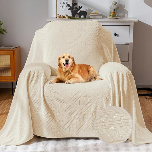 Waterproof Recliner Chair Covers, Anti-Slip Reclining Chair Covers, Pet-Friendly, Washable, Durable and Breathable Couch Covers – Reversible Design for Sofa Protection (71x71in/Beige) by YUEANG