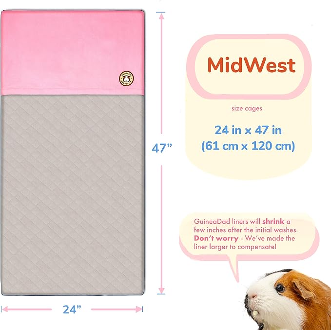 GuineaDad Original Reusable Cage Liner – Ultra-Soft Fleece Bedding with Burrowing Pocket – Extra Absorbent Core & Waterproof Bottom – Fits Midwest Guinea Pig Cage – Small Animal Supplies - Image 2