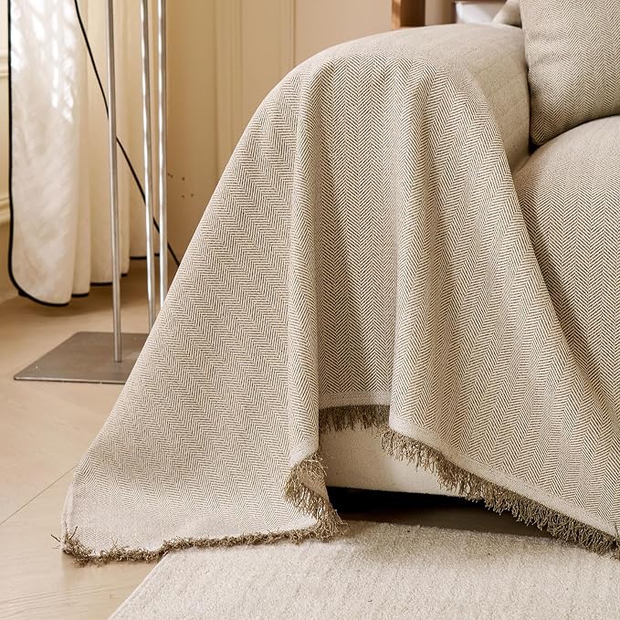 ROOMLIFE Boho Couch Covers for Sofa Washable for 2 Cushion Couch, Non Slip Furniture Protector Sofa Couch Cover for Dogs, Soft Breathable Sofa Slipcover, Couch Throw Blankets with Tassels 71''X118'' - Image 3