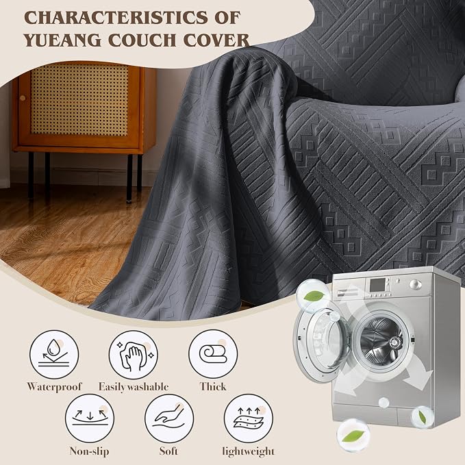 Waterproof Recliner Chair Cover, Anti-Slip Reclining Sofa Covers, Washable Durable Breathable Couch Covers with Reversible Design, Pet Furniture Protector for Dogs Cats 71x91 in/Dark Grey - Image 6