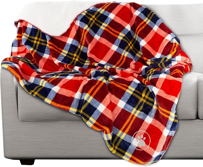 Waterproof Pet Blanket - 50x60 Reversible Plaid Throw Protects Couch, Car, Bed from Spills, Stains, or Fur - Dog and Cat Blankets by Petmaker (Red) - Image 5