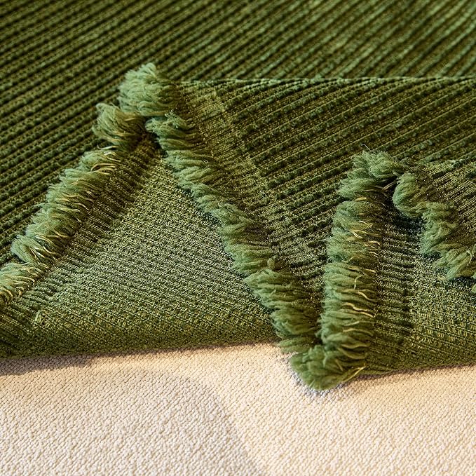 Green Boho Couch Covers for Sofa Washable for 3 Cushion Couch,71''X134'' | Chenille Furniture Protector Sofa Couch Cover for Dogs, Soft Breathable Sofa Slipcover, Couch Throw Blankets with Tassels - Image 7