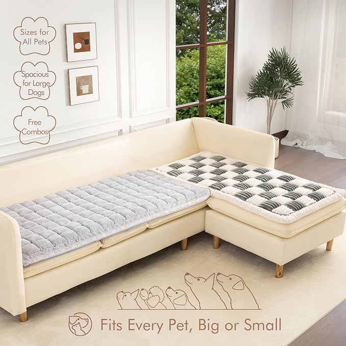 Couch Cover for Sofa, Sectional Couch Cover for Dogs, Sofa Cover Washable, Cushion Cover Blanket Pad Bed Mat for Pets, Chenille Furniture Protector, White, 27.6x59in - Image 3