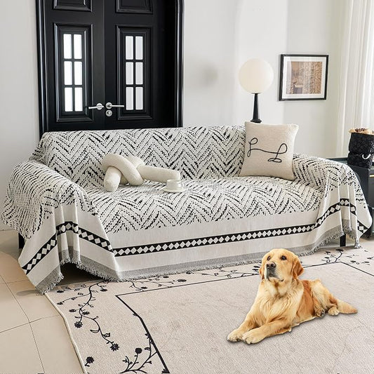 HAOMAIJIA Non Slip Couch Cover Sofa Covers for 3 Cushion Couch Washable sectional Couch Covers for Dogs pet Furniture Protector Couch Cover Blanket for Living Room (MR-Black, 71"x134") by HAOMAIJIA